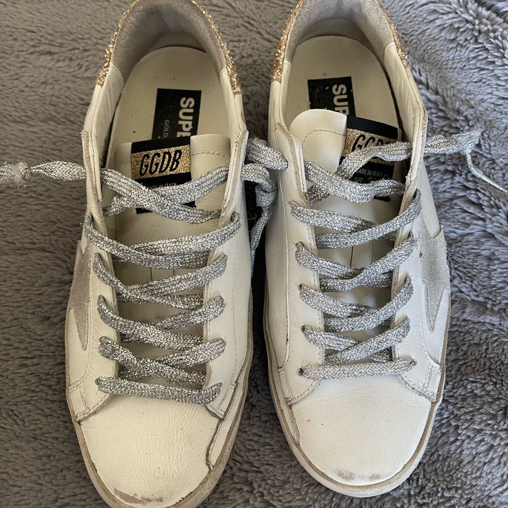 Golden Goose Superstar Leather Glitter Low Top size 9